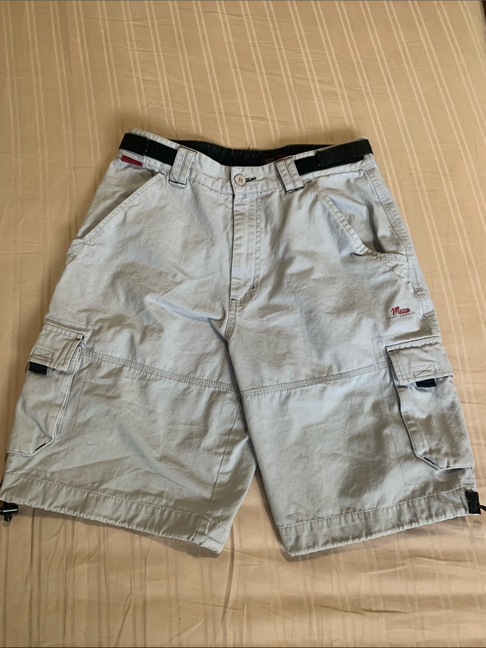 Vintage y2k mecca supper baggy Light Gray Men's Cargo workwear Shorts 2000s
